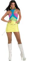 View Item Adult Ladies 10-12 Funky Neon Disco Clubwear Fancy Dress Groovy 1960s Costume S